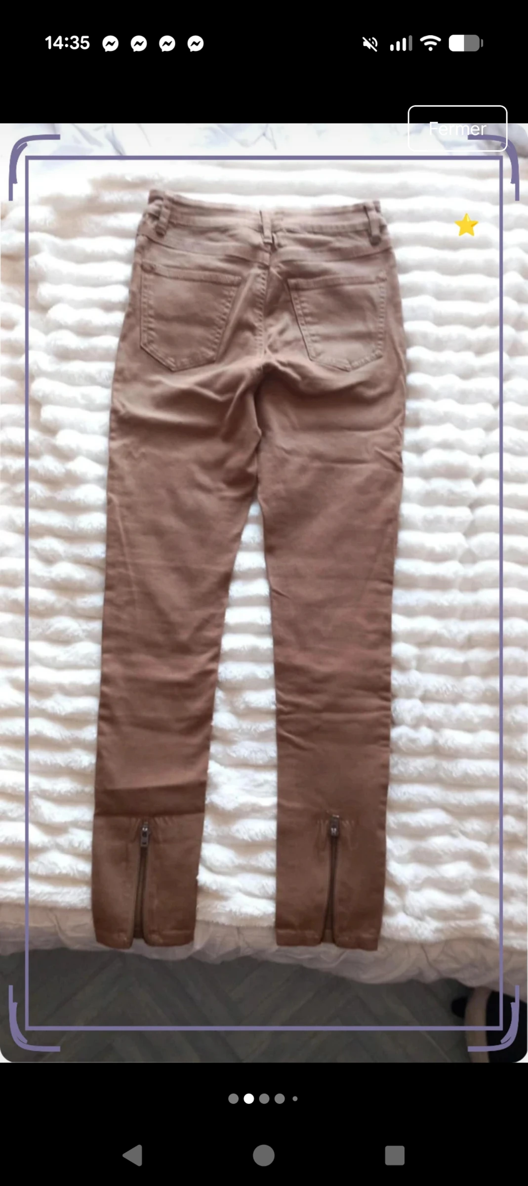 Pantalon slim marron/camel Jennyfer avec fermetures éclair aux chevilles - Taille 34 (XS) comme neuf – photo 2
